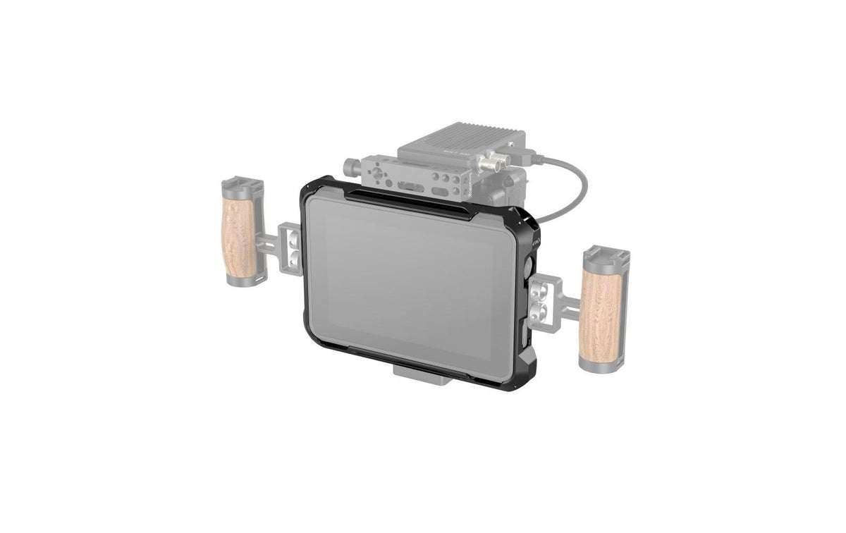SmallRig 3456 Kamera-Monitorkäfig – Aluminium, 148 × 212 × 42,7 mm – für Atomos Shinobi 7 – Schwarz
