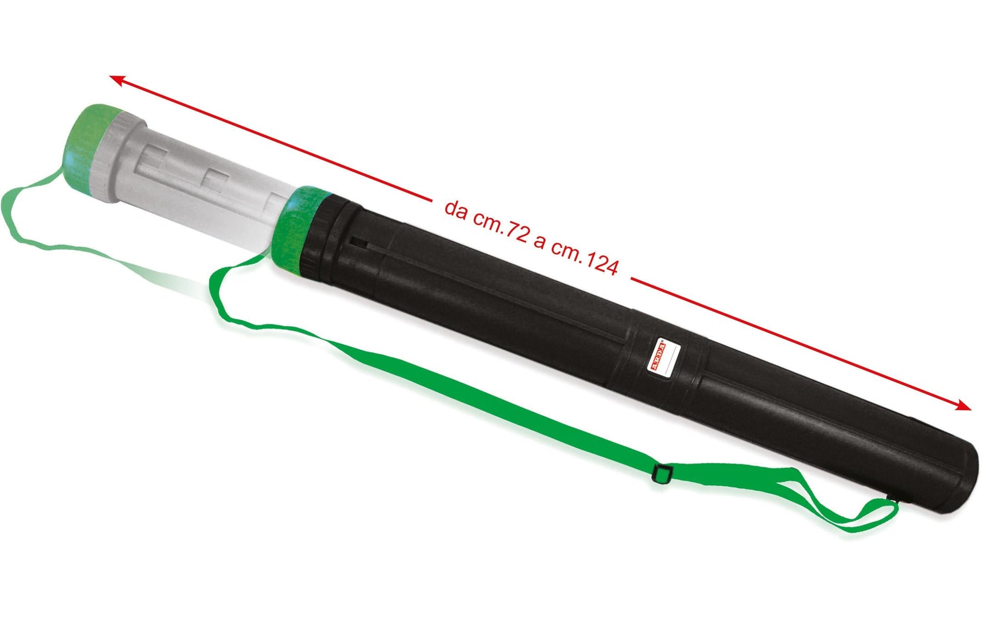 ARDA Zeichnungsrolle – Länge 70 cm, Durchmesser 7,5 cm, mit Deckel, mit Schultergurt, Schwarz/Grün, Kunststoff, 1 Stück