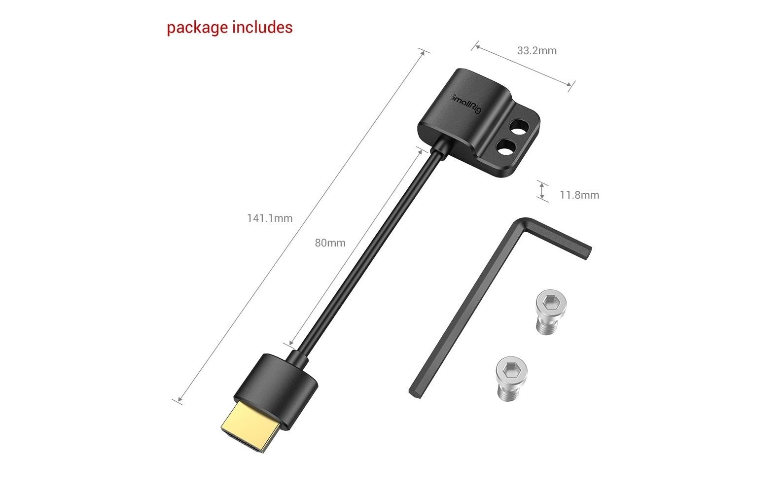 SmallRig HDMI Verlängerungskabel HDMI 2.0 – 4K 60 Hz – 0,08 m