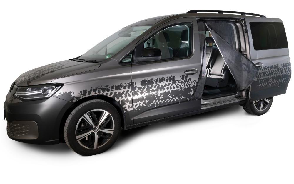 VanQuito Schiebetüren-Moskitonetz – Reissverschluss, Feines Netz – für VW (links) – Schwarz, Polyester