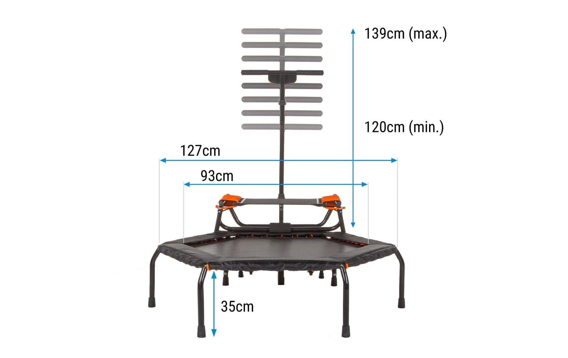 HAMMER Profi JumpStep Fitness-Trampolin – sechseckig – 133,0 × 139,0 × 139,0 cm – Belastbarkeit 150 kg