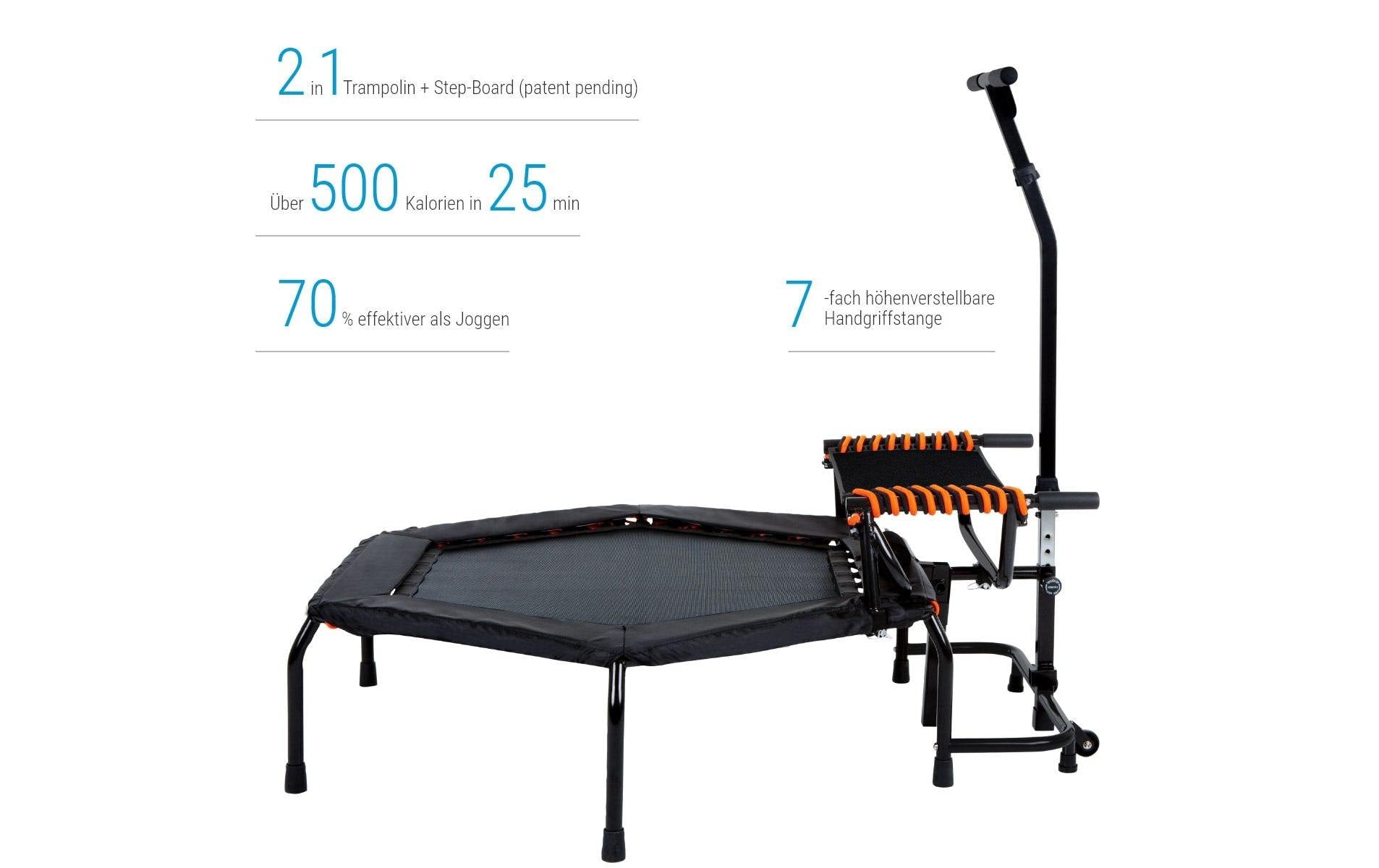 HAMMER Profi JumpStep Fitness-Trampolin – sechseckig – 133,0 × 139,0 × 139,0 cm – Belastbarkeit 150 kg