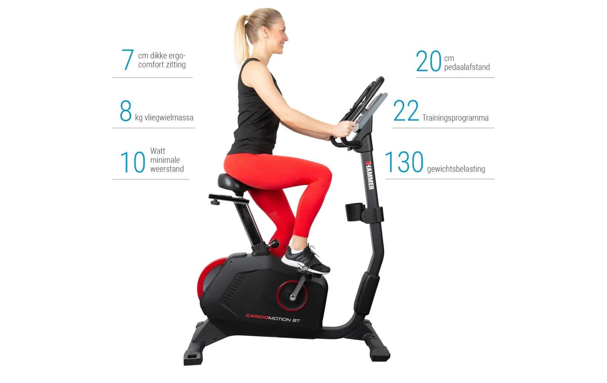 HAMMER Magnetischer Fahrradtrainer, Cardio Motion BT, 110,0 × 52,0 × 140,0 cm, Schwarz, Ergometer, Bluetooth