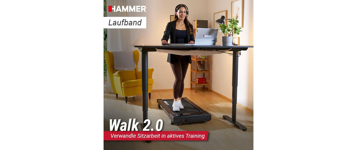 HAMMER Walkingpad Walk 2.0, 120 kg, 552 W – Schwarz