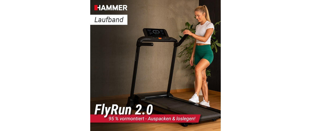 Hammer Laufband, Fly Run 2.0, 158 cm × 73 cm × 126 cm, Schwarz, zusammenklappbar