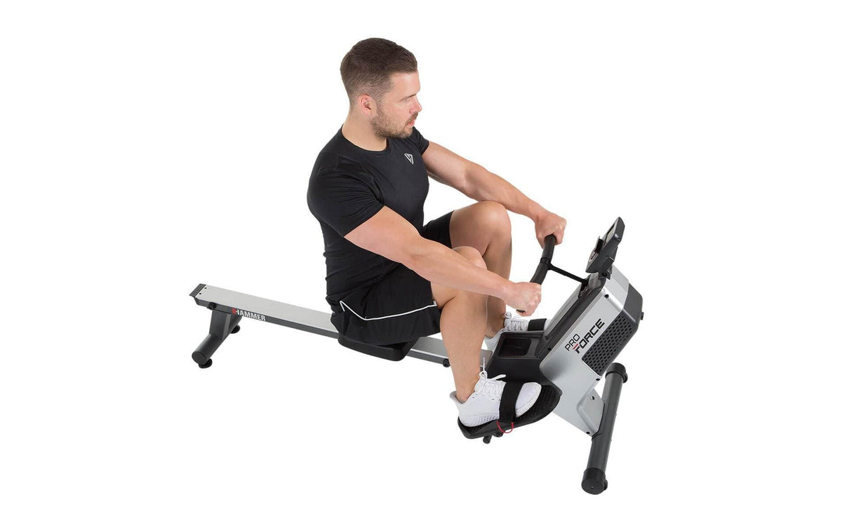 HAMMER Rudergerät Pro Force II, Magnetwiderstand, 120 kg – Schwarz/Silber, Stahl