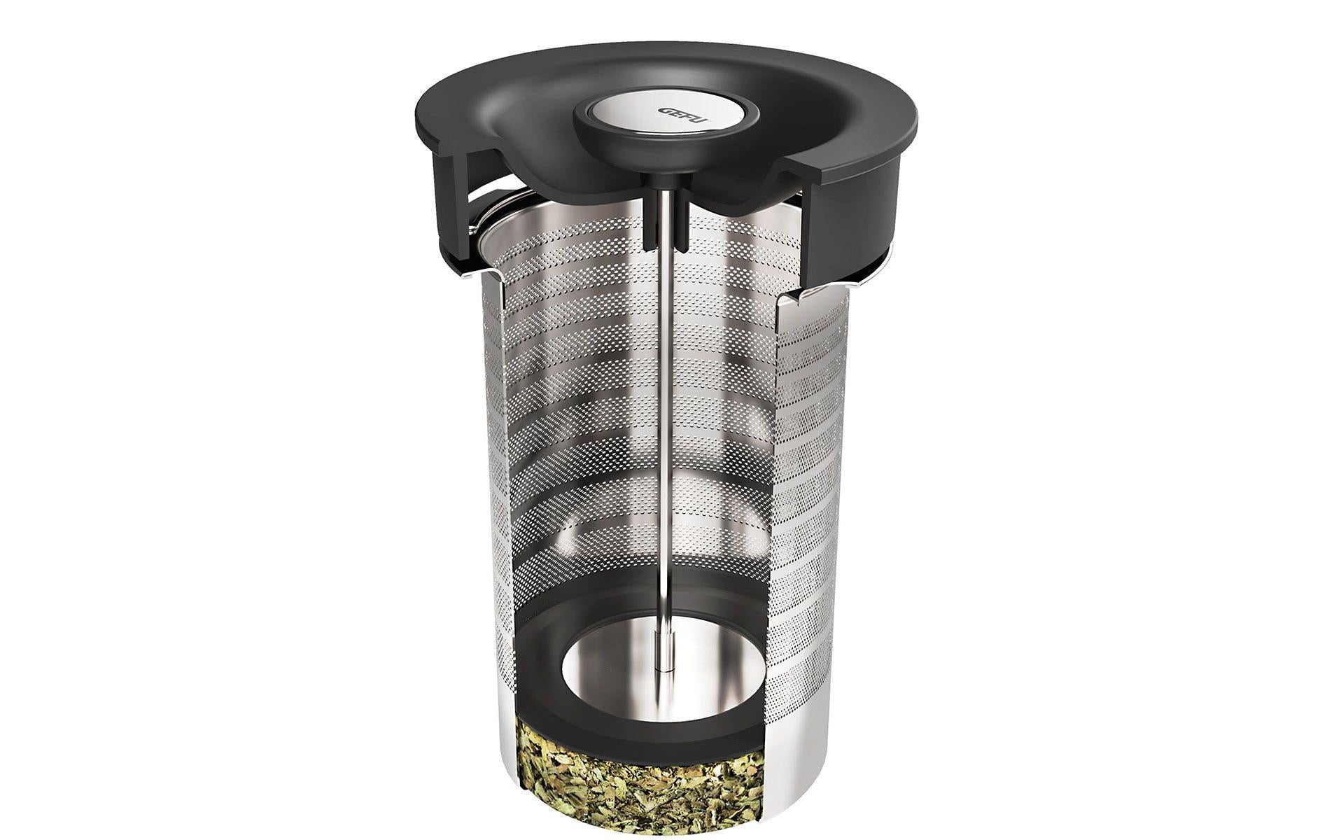 GEFU Teekanne – 1,5 l, 15,0 × 21,0 × 25,0 cm, Edelstahl/Glas, mit Edelstahlfilter, für Teelichter