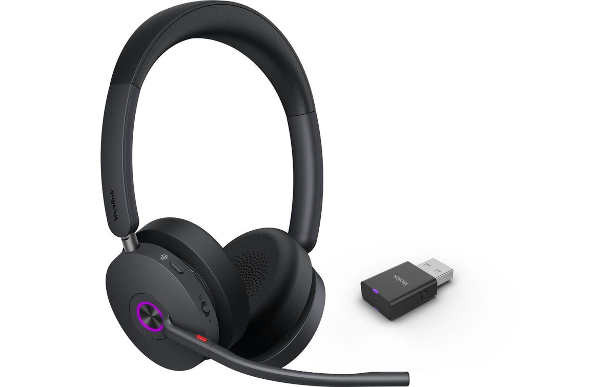 Yealink WH68 Hybrid Office-Headset – Over-Ear, Stereo, DECT, BT, mit Ladestation, Schwarz