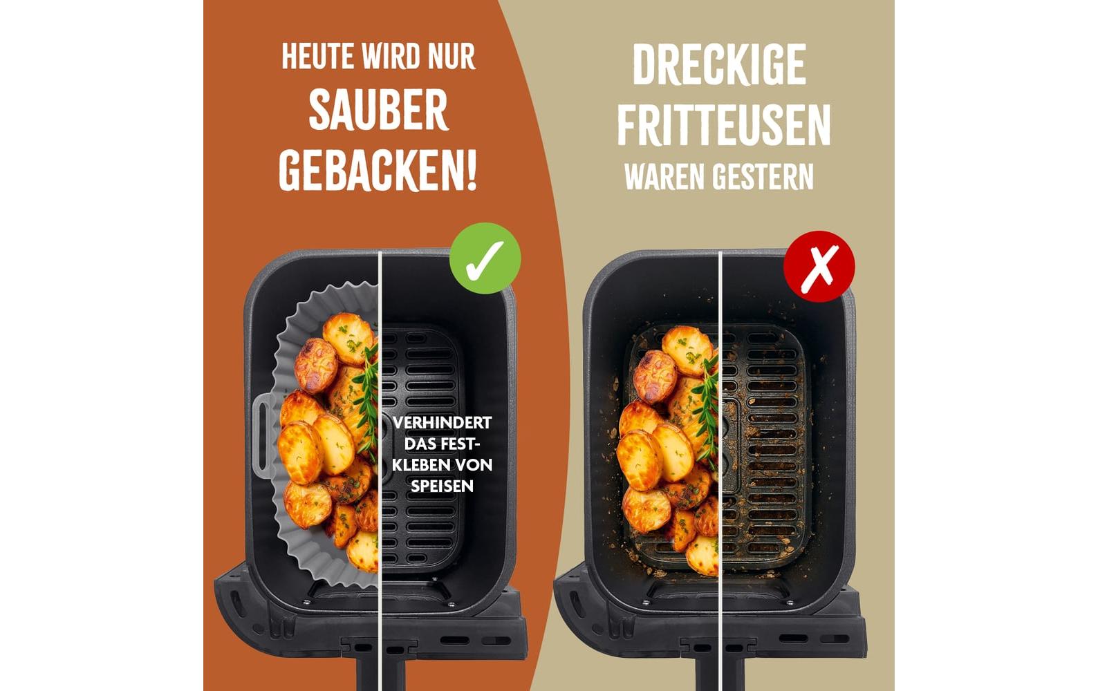 KitchBo – Silikonform-Set für Heissluftfritteusen – 20 × 15 × 6,3 cm, 2 Stk.
