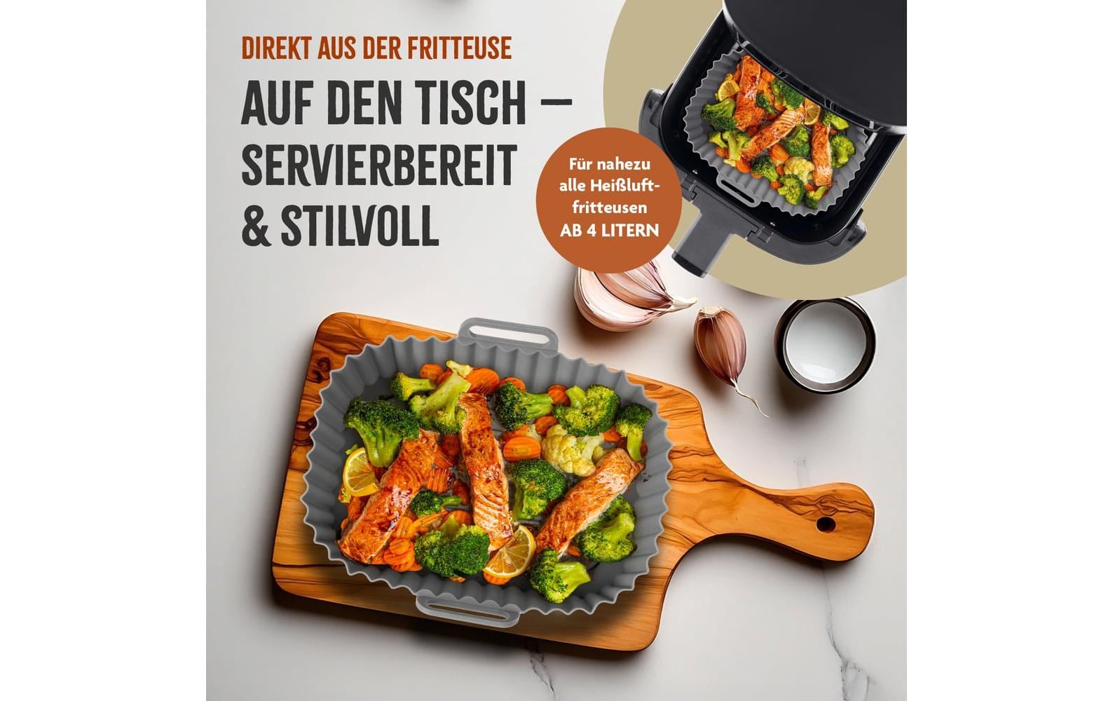 KitchBo – Silikonform-Set für Heissluftfritteusen – 20 × 15 × 6,3 cm, 2 Stk.