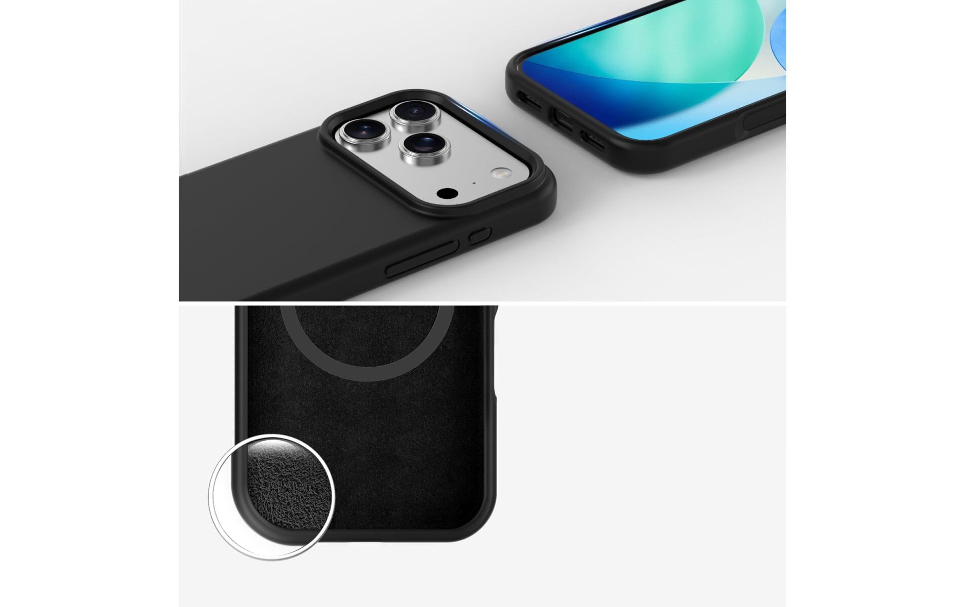 4smarts Cupertino Backcover – für Apple iPhone 17 Pro, MagSafe, Silikon+Mikrofaser, Schwarz