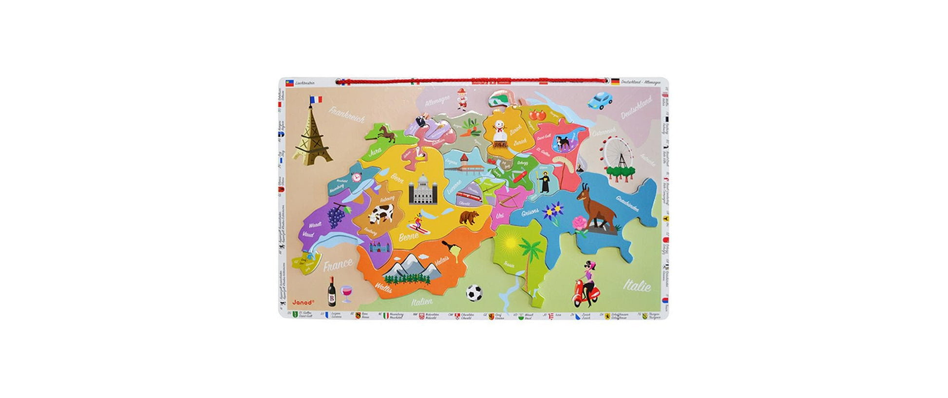 JANOD Magnet-Set – Magnetkarte Schweiz, 24 Teile, ab 7 Jahren