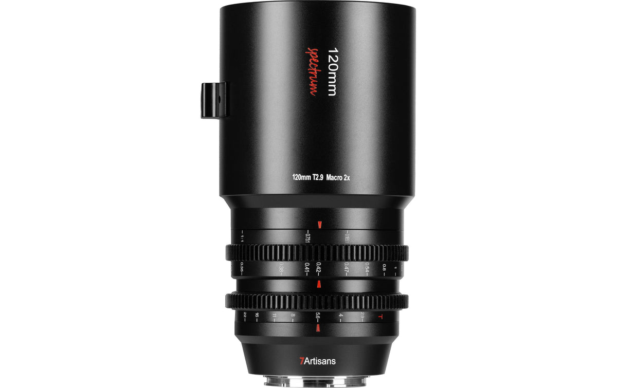 7Artisans 120T29B-R 120 mm T2,9 Makroobjektiv – Canon RF – 2× Makro, Naheinstellgrenze 0,3 m