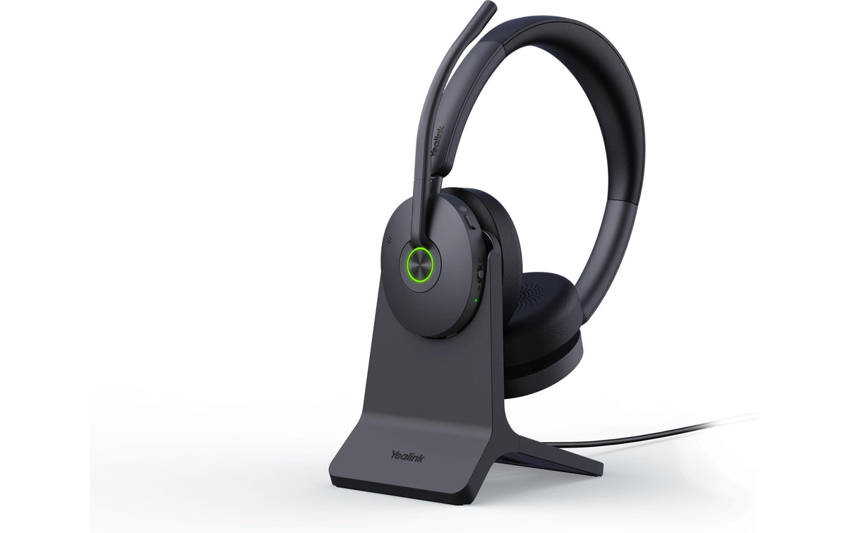 Yealink WH68 Hybrid Office-Headset – Over-Ear, Stereo, DECT, BT, mit Ladestation, Schwarz
