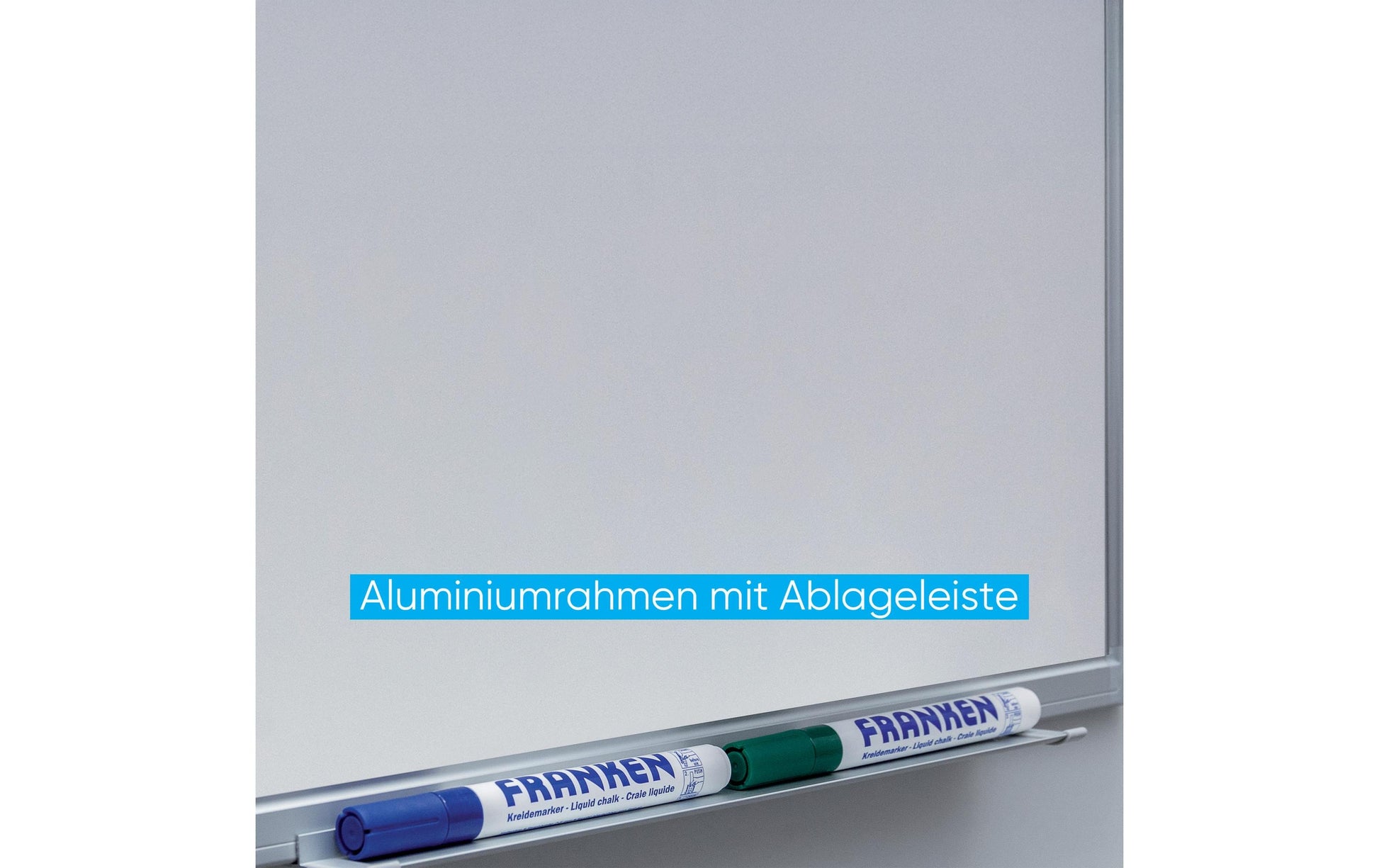 Franken Whiteboard – 150 × 100 cm, lackierter Stahl, magnetisch, Alu-/Kunststoff-Rahmen, Wandmontage