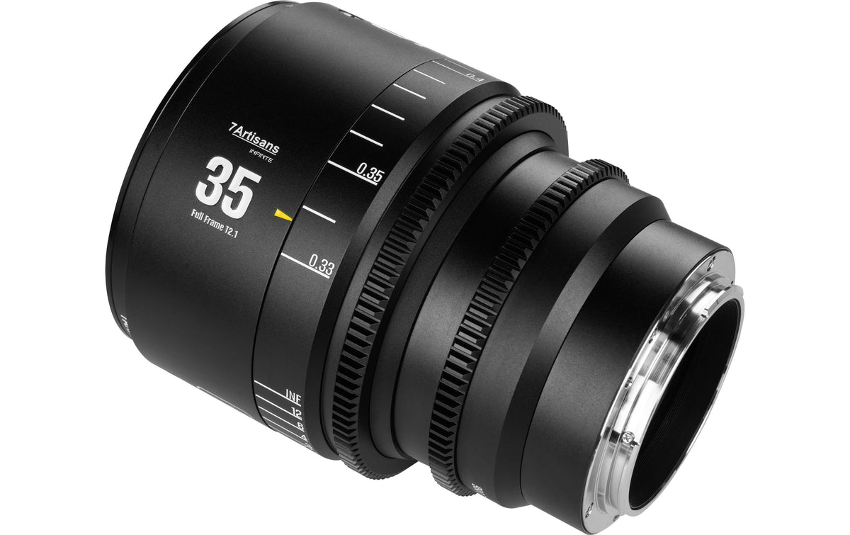 7Artisans 35T21B-EF INF Kinoobjektiv – Canon EF – 35 mm T/2,1 – für Canon – Vollformat, manuell, Filter 82 mm