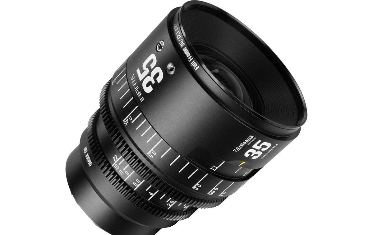 7Artisans 35T21B-EF INF Kinoobjektiv – Canon EF – 35 mm T/2,1 – für Canon – Vollformat, manuell, Filter 82 mm