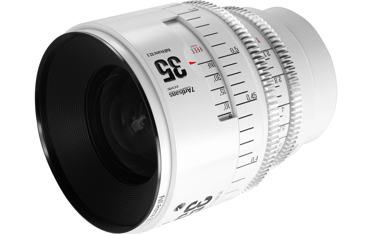 7Artisans 35T21W-EF INF Kinoobjektiv – 35 mm T2.1, EF-Bajonett, Vollformat, 82 mm Filter – für Canon – Weiss