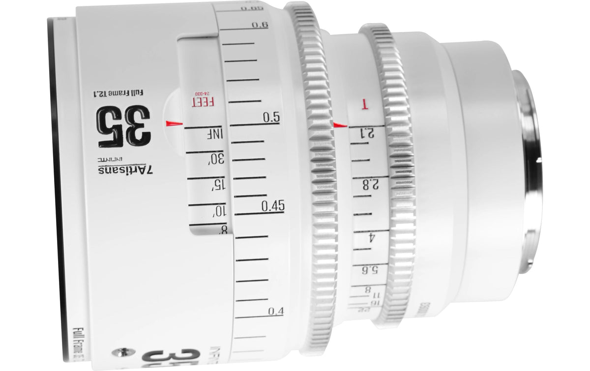 7Artisans 35T21W-EF INF Kinoobjektiv – 35 mm T2.1, EF-Bajonett, Vollformat, 82 mm Filter – für Canon – Weiss