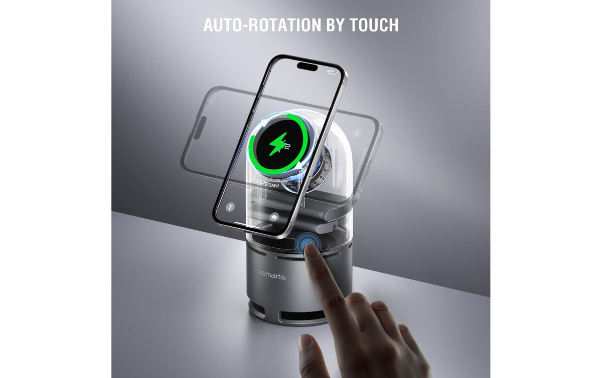 4smarts ChargeBot Sound Ladestation – Qi2, magnetisch – für Apple Watch Series 4–10, Smartphones mit Qi