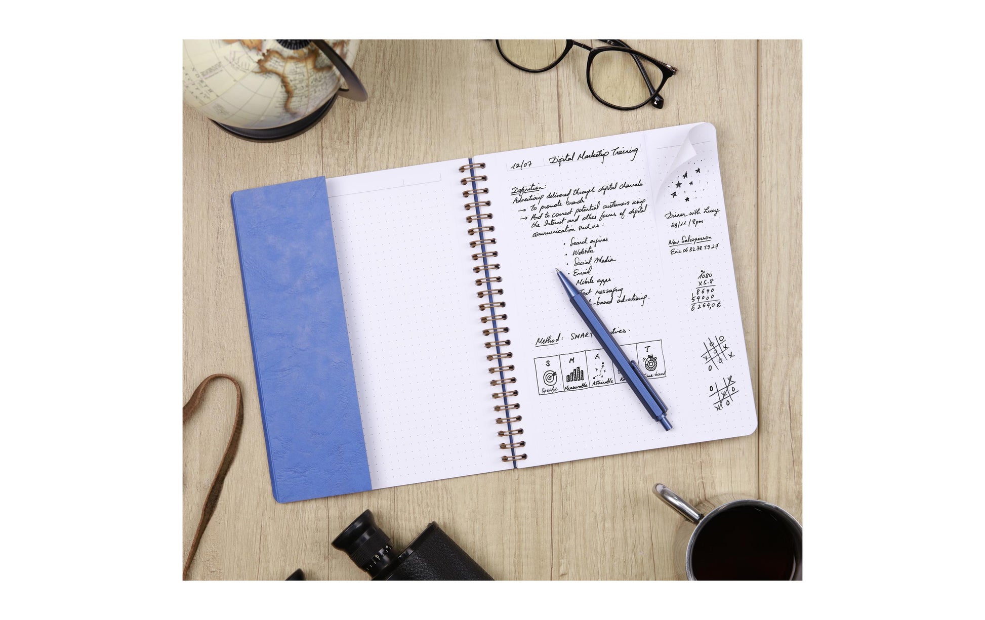 Clairefontaine Notizbuch – A5+ – 120 Seiten – 90 g/m² – Doppelspirale, perforiert, Einstecktasche, grün, PEFC