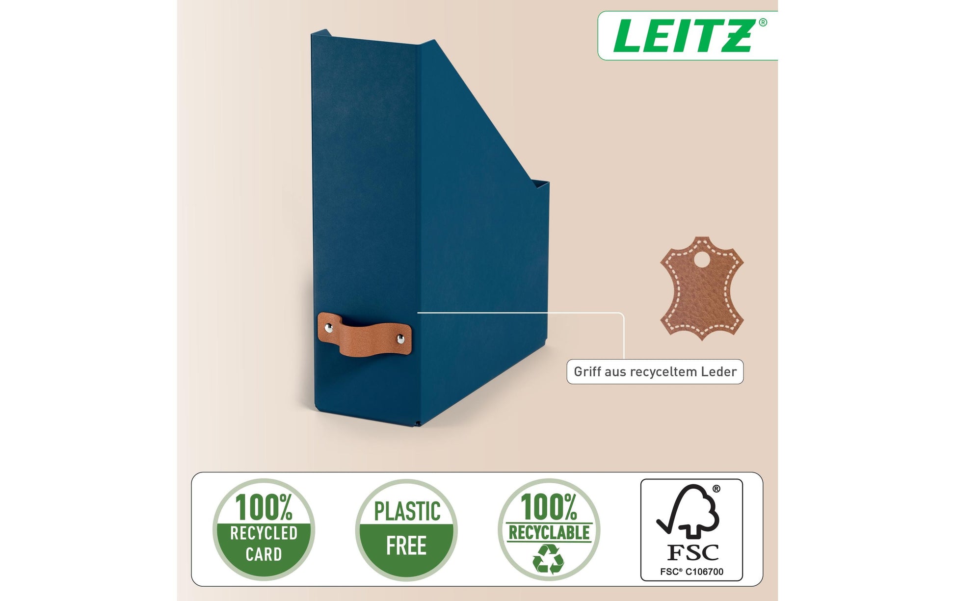Leitz Puro A4 Stehsammler – 100 mm, stapelbar, nachtblau, Karton