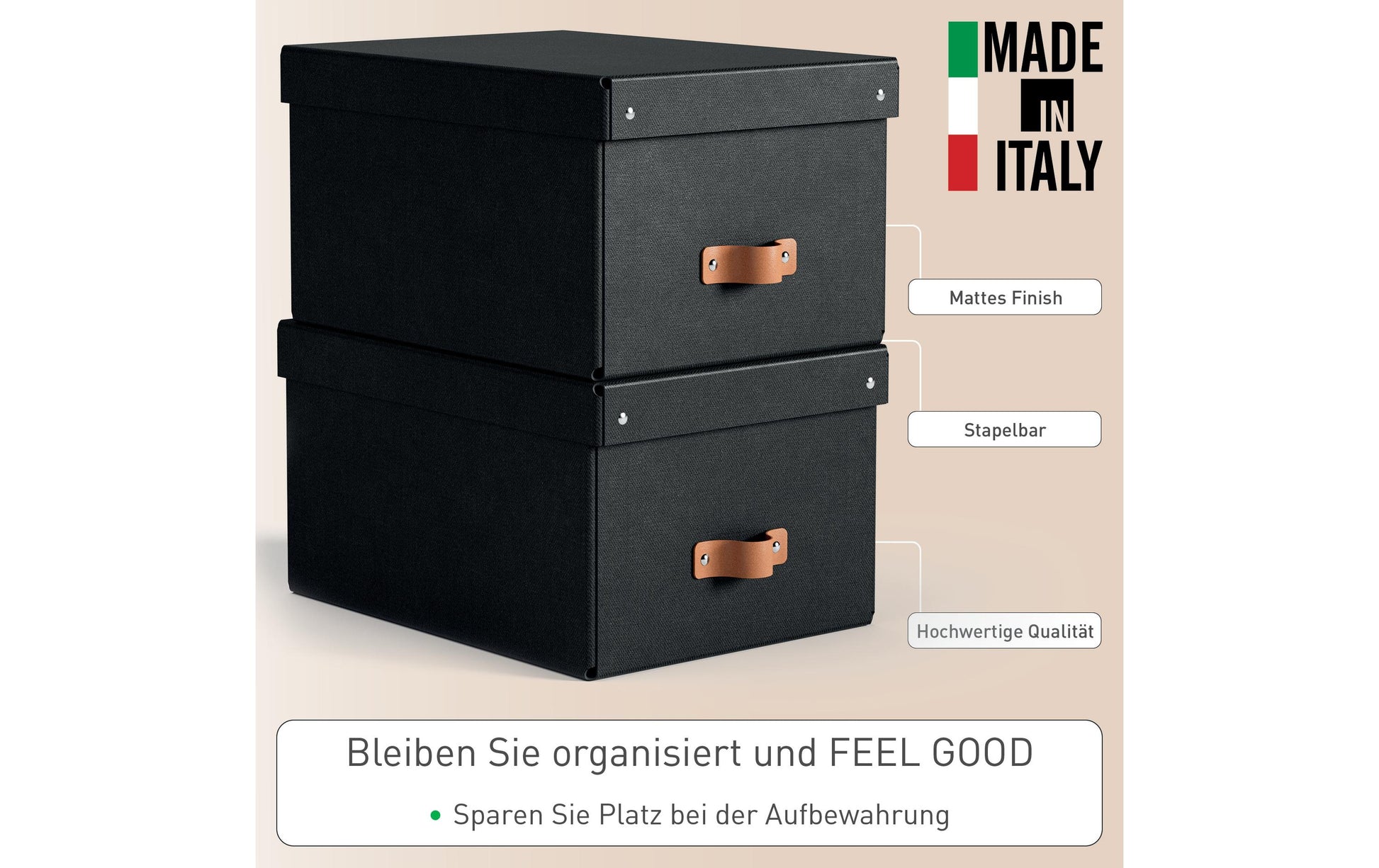 Leitz Puro Aufbewahrungsbox 17 l – mit Klappdeckel, 265 × 200 × 355 mm, schwarz, 2er Pack