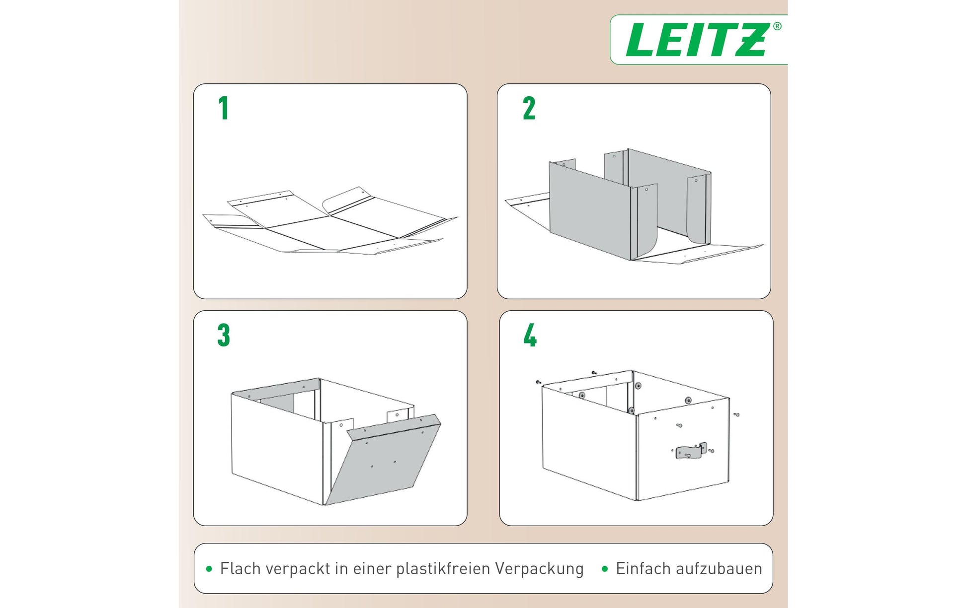 Leitz Puro flache Aufbewahrungsbox 8 l – mit Klappdeckel, 355 × 100 × 260 mm, schwarz, Karton, 2er Pack