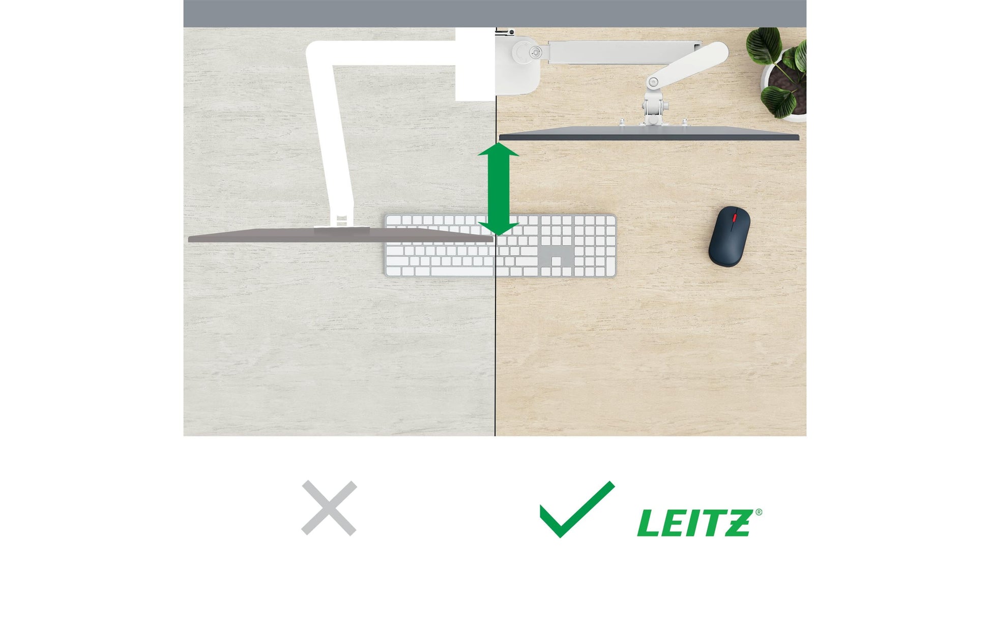 Leitz Ergo – Monitorarm – bis 32", VESA 100 × 100 mm, 9 kg, höhenverstellbar, hellgrau