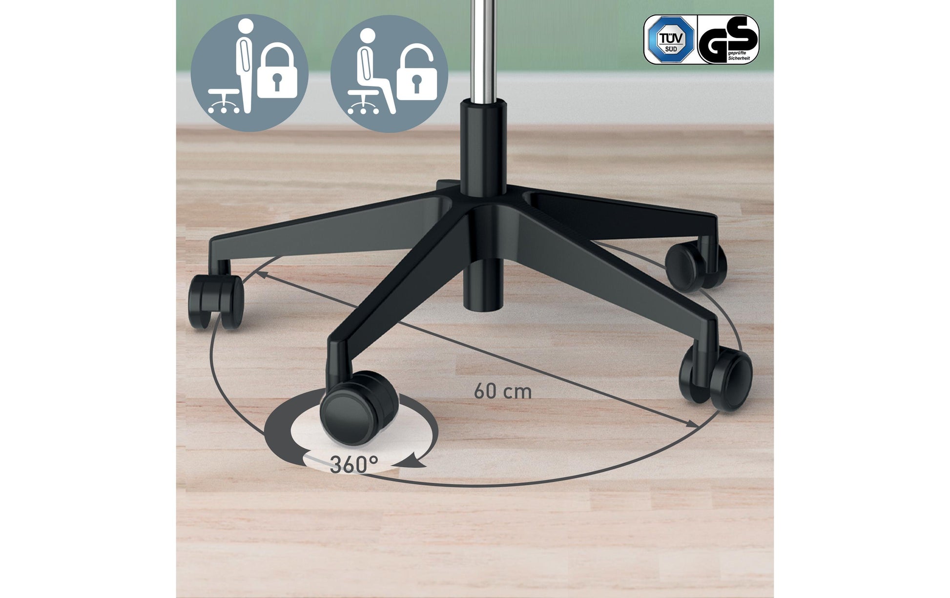 Leitz Hocker – 47 cm, 110 kg, schwarz