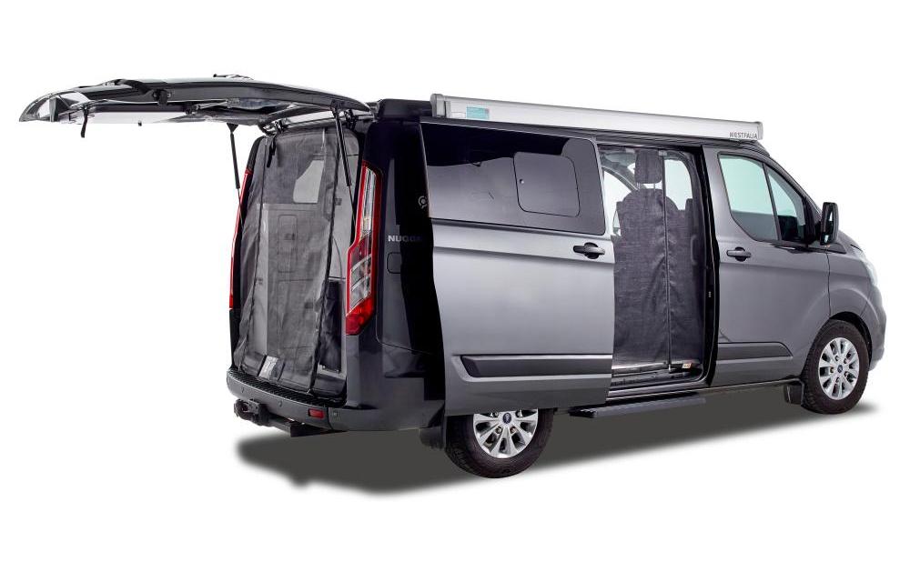 Van quito Schiebetüren-Moskitonetz – mit Reissverschluss – für Ford (Beifahrer rechts) – Schwarz, Fiberglas