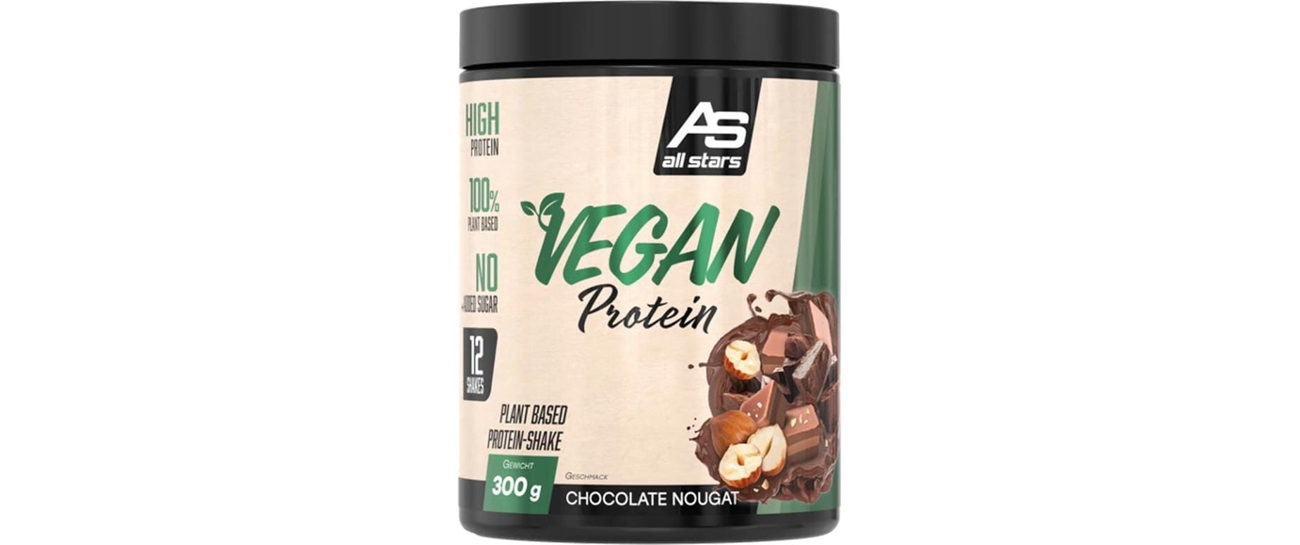 ALL STARS Fitness Products All Stars Protein-Pulver Schokolade & Nüsse – glutenfrei, vegan – 300 g