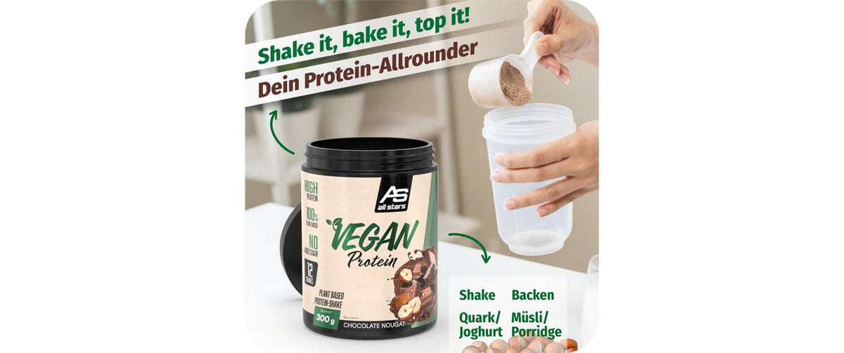 ALL STARS Fitness Products All Stars Protein-Pulver Schokolade & Nüsse – glutenfrei, vegan – 300 g
