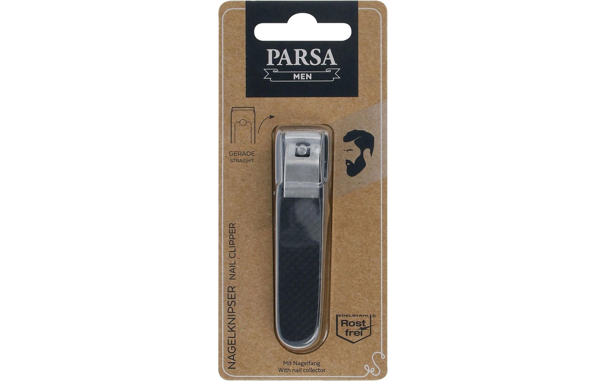 Parsa Beauty Nagelknipser – für Herren, Flachblatt – 1 Stk – Schwarz – Edelstahl/TPR