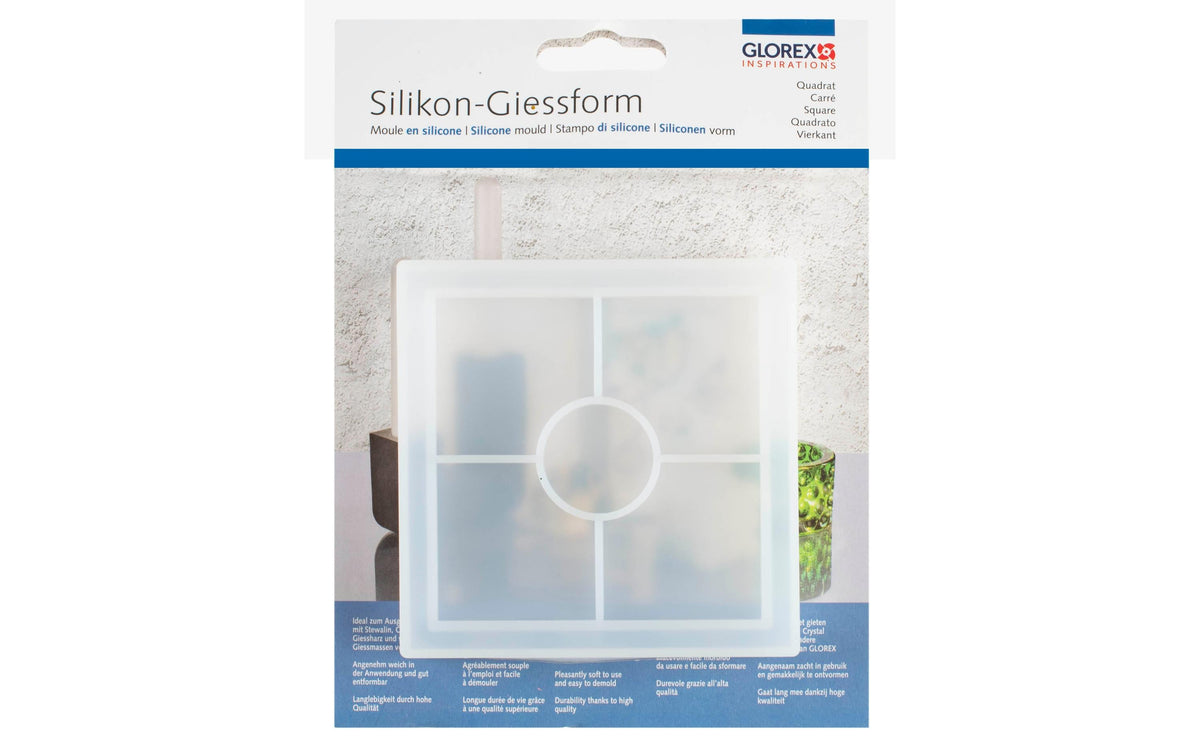 GLOREX Giessform – Quadrat – Silikon – 100 × 100 × 18 mm
