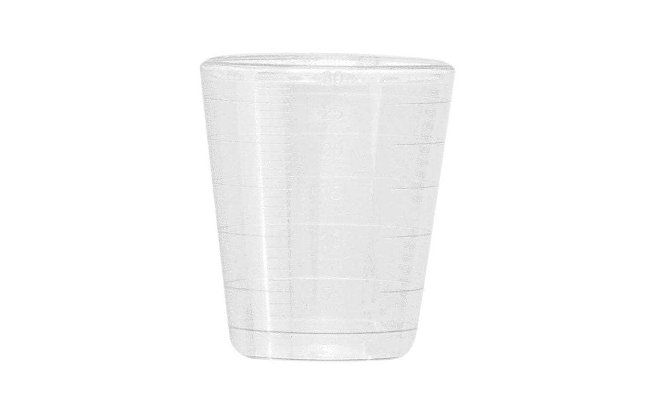 GLOREX Messbecher, 30 ml, Set à 20 Stk, Kunststoff, transparent