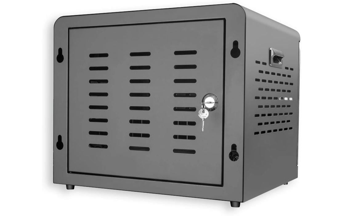 LMP Lade-/Aufbewahrungsschrank – für 16 Geräte – abschliessbar, 1000 W gesamt, 60 W/Port – Schwarz