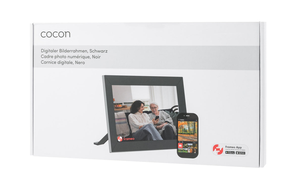 COCON Digitaler Bilderrahmen 10,1" – 1280 × 800, IPS, WLAN, microSD, Schwarz