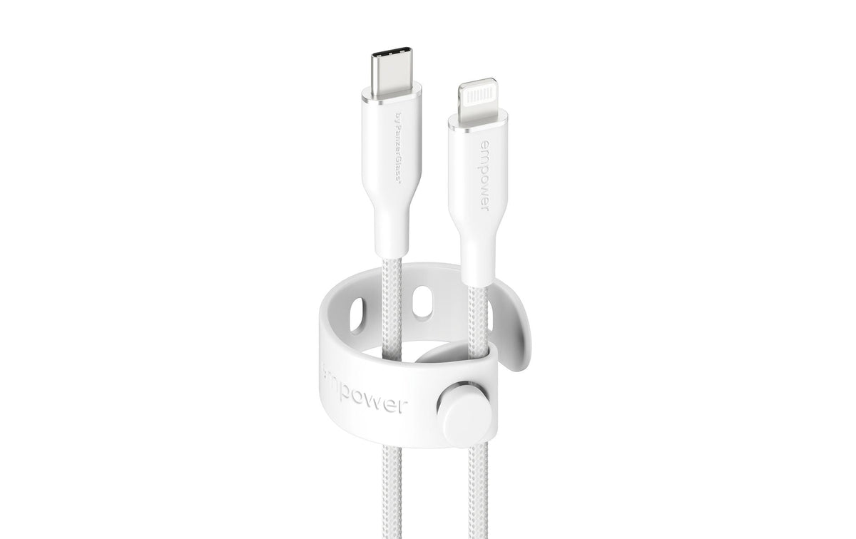PanzerGlass Daten- & Ladekabel – USB-C auf Lightning 1,2 m, MFi zertifiziert, PD 60 W, Weiss – für iPhone/iPad