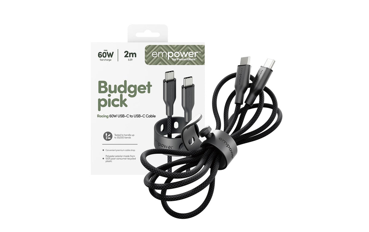 PanzerGlass USB-C auf USB-C Kabel – USB 2.0 (480 Mbit/s) – 2 m – PD 60 W – Schwarz
