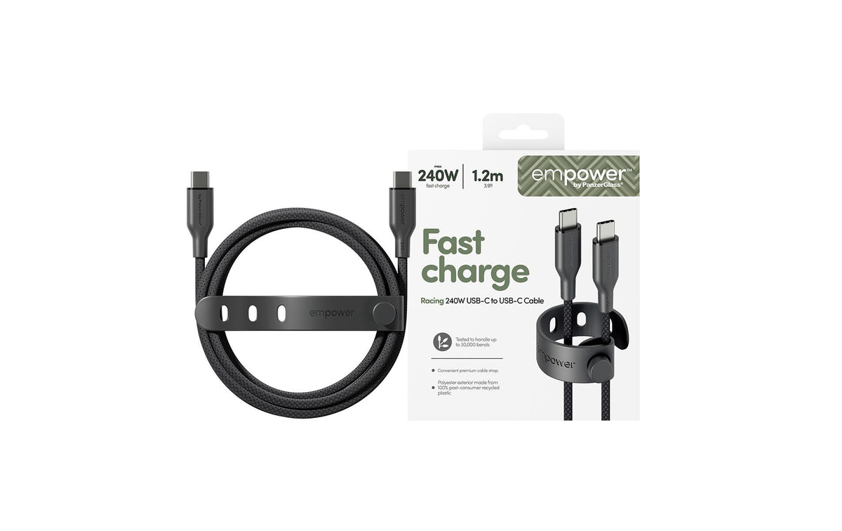 PanzerGlass USB-C auf USB-C Kabel – USB 2.0 (480 Mbit/s) – 1,2 m – PD 240 W – Schwarz