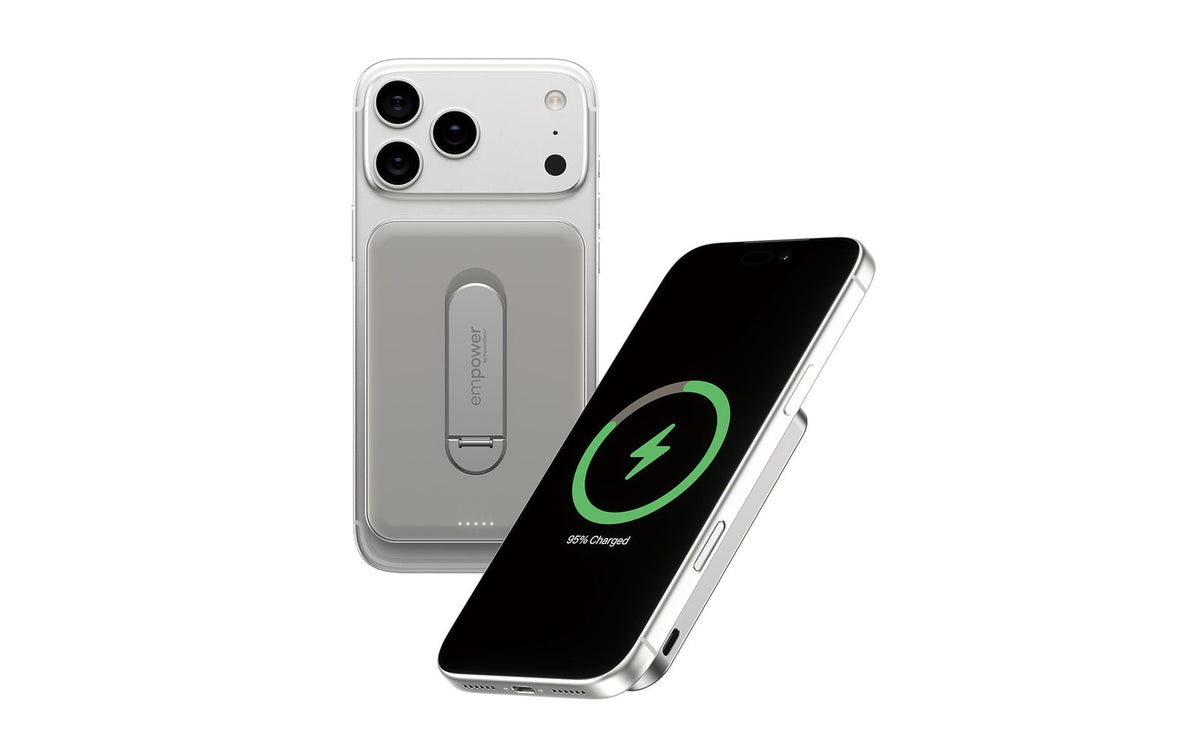 PanzerGlass MagSafe Powerbank 5000 mAh, PD 20 W, 1× USB-C, mit Ständer, für iPhone (MagSafe), Titanium