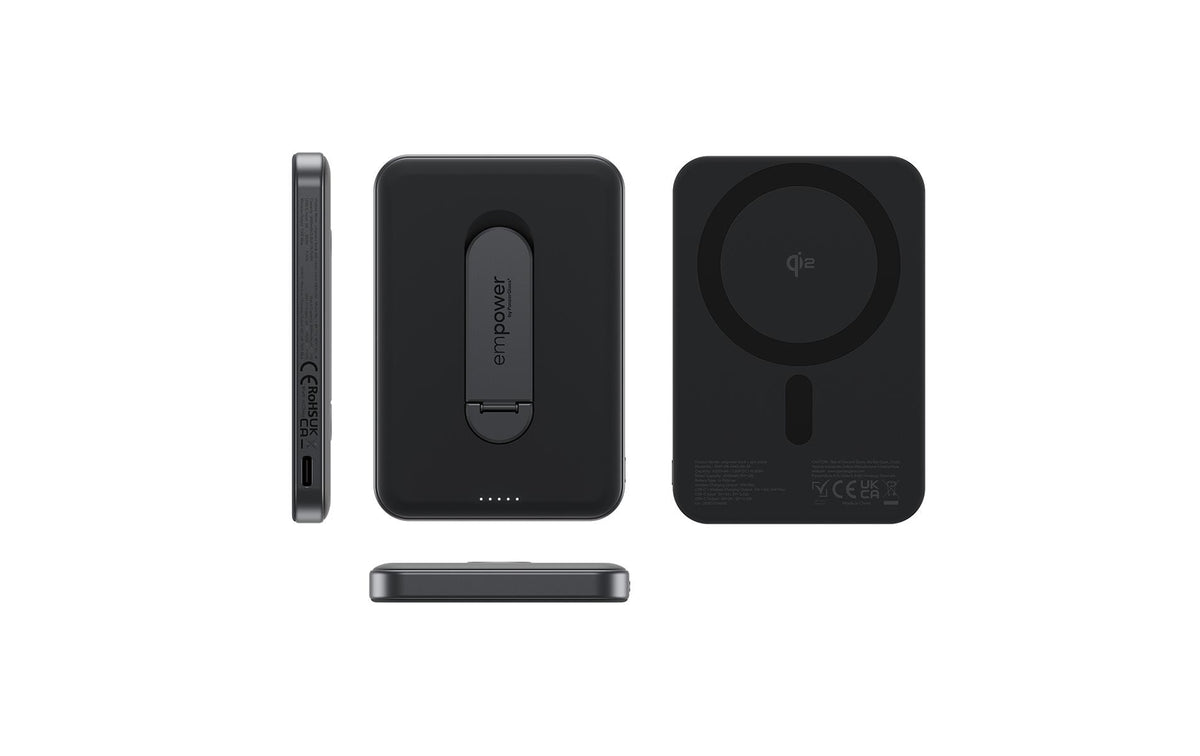 PanzerGlass MagSafe Powerbank 5000 mAh, PD 20 W, 1× USB-C, mit Ständer, Schwarz