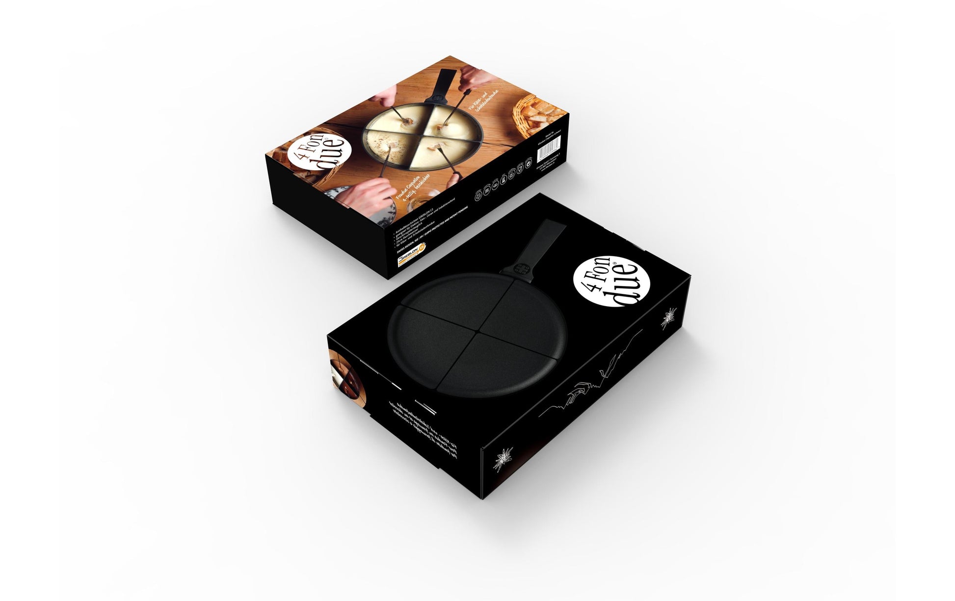 4Fondue Caquelon – Ø 25 cm, Gusseisen, für Käsefondue, Induktion, Rot