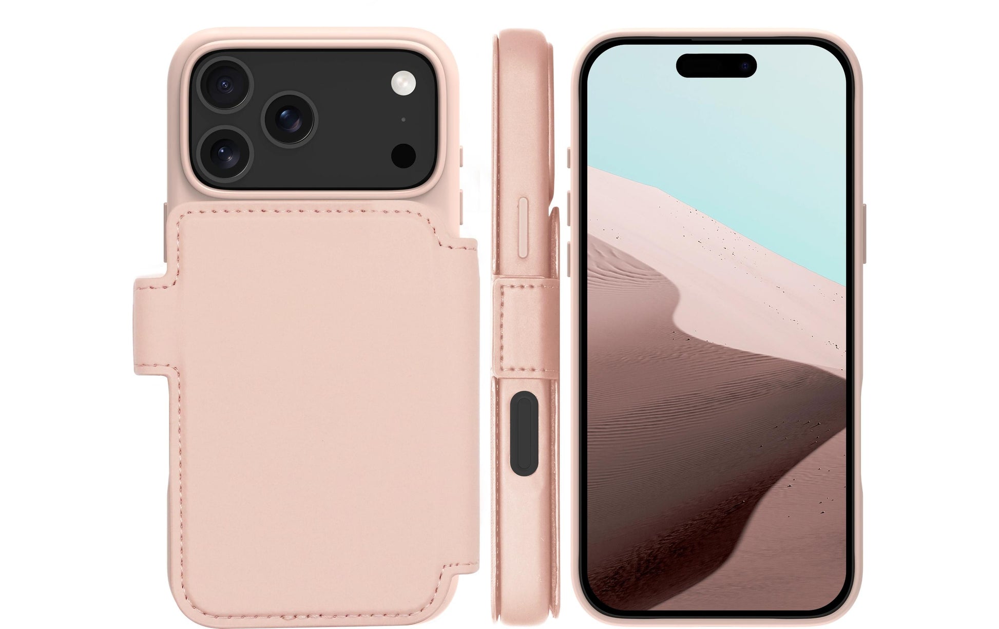 dbramante1928 Lynge MS ICON Folio – für Apple iPhone 17 Pro Max, mit Kartenfach, Kunststoff, Pink Sand