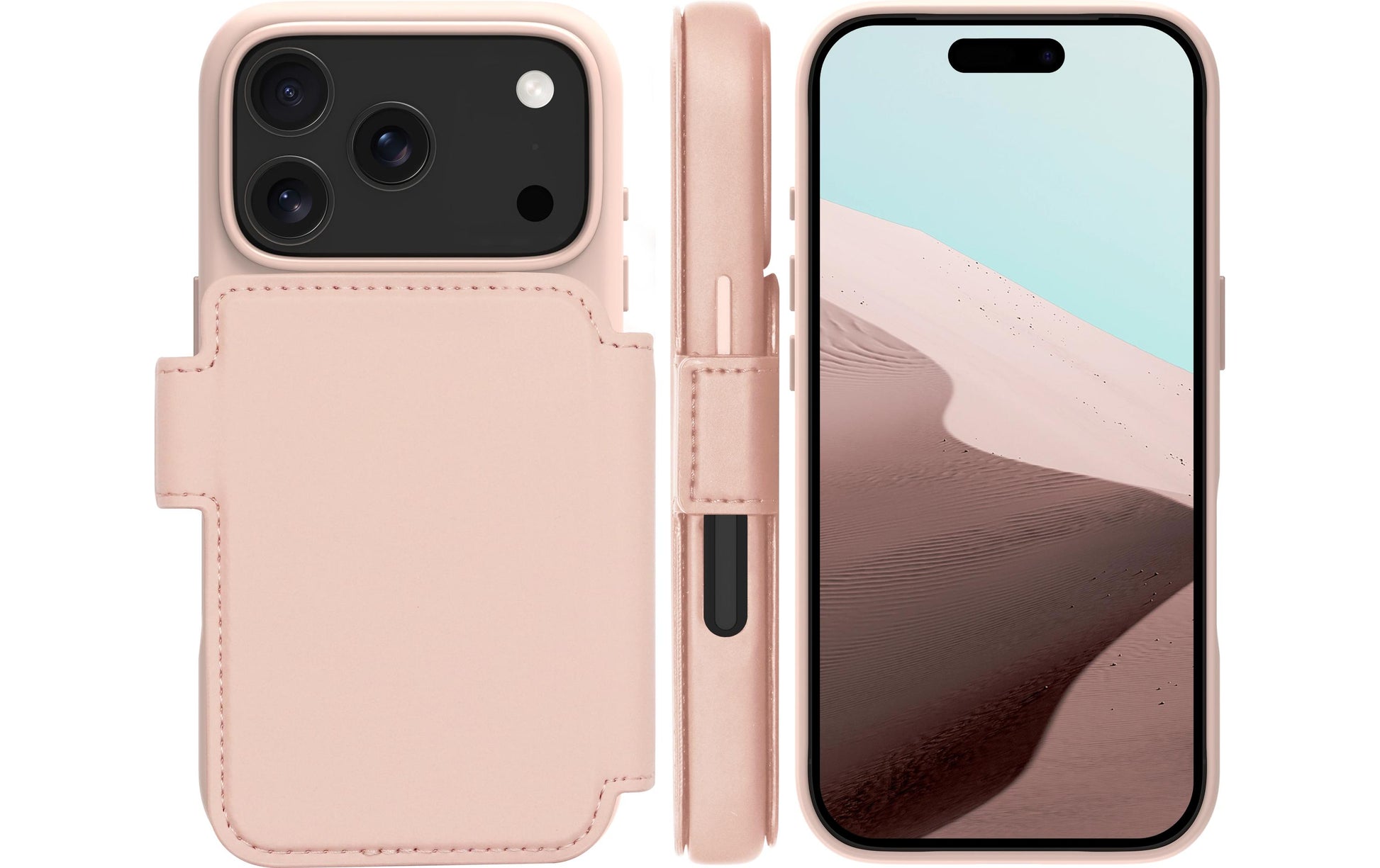 dbramante1928 Lynge MS ICON Wallethülle – für Apple iPhone 17 Pro, 3 Kartenfächer, Kunststoff, Pink Sand