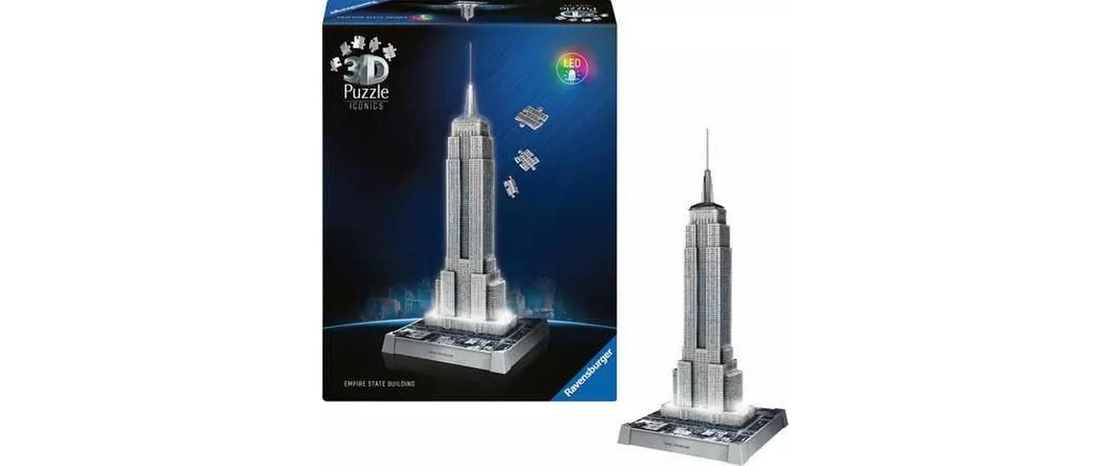Ravensburger Iconics 3D Puzzle Empire State Building Light – 216 Teile – 20,9 × 48,5 × 20,9 cm – ab 10 J.