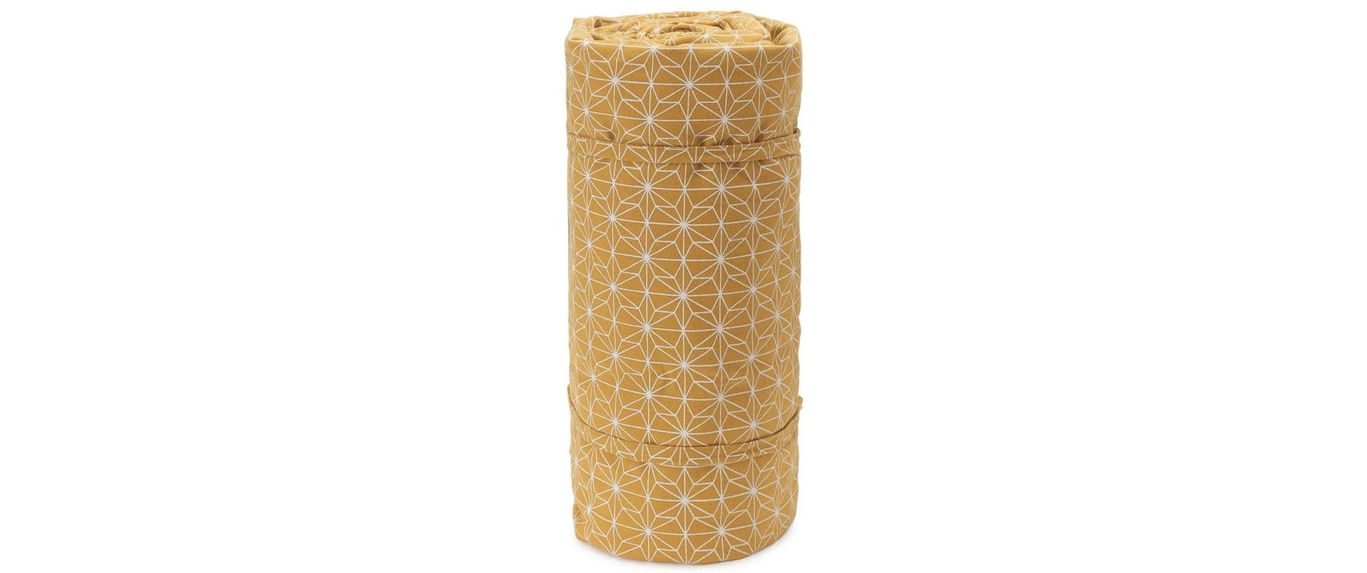 URBANARA Ankisa Wohndecke – Baumwolle, Senfgelb/Weiss/Grüngrau – 130 × 190 cm