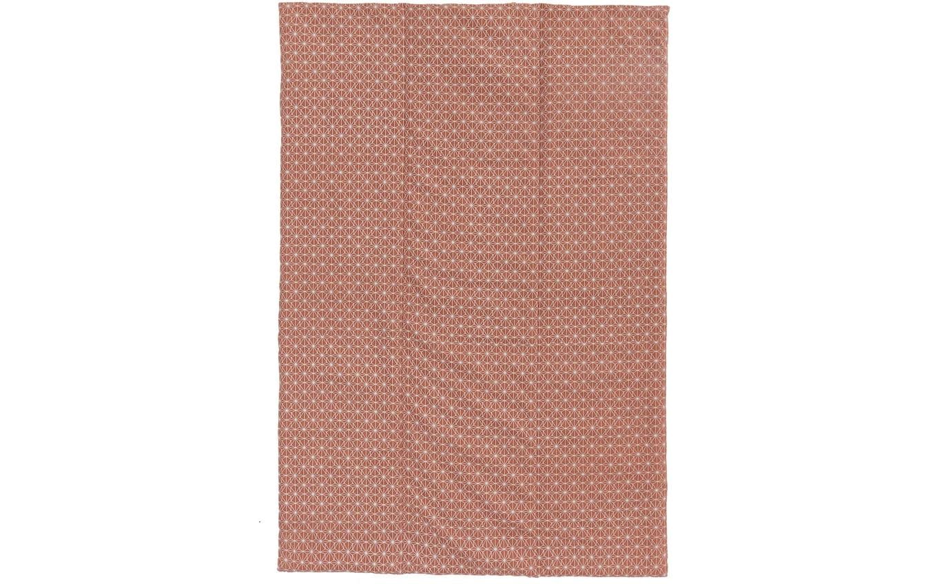 URBANARA Ankisa Wohndecke – Baumwolle, Terrakotta/Weiss/Salbeigrün – 130 × 190 cm