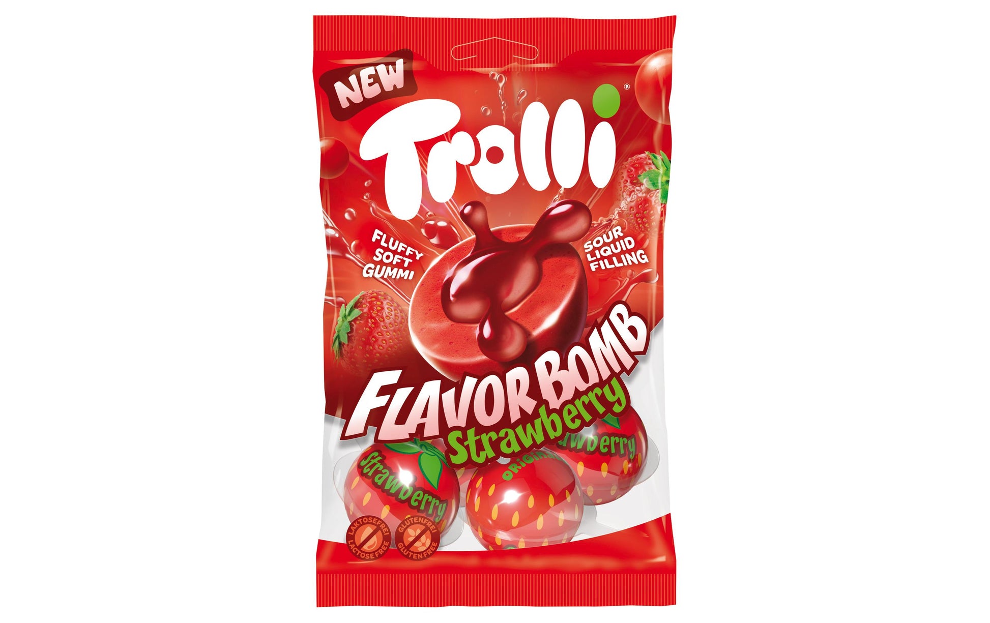 Trolli Flavorbomb Gummibonbons – Erdbeere – 75 g